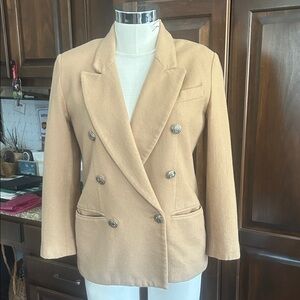 Vintage Stephanie Andrew’s Sz 6P Camel Tan Double-Breasted Blazer GUC